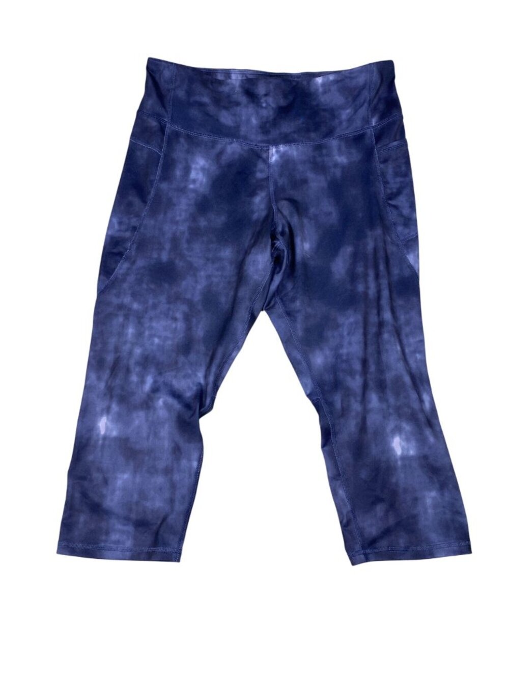 Champion Womens XXL Tie-Dye Capri Leggings Navy High-Waist Stretch 606C